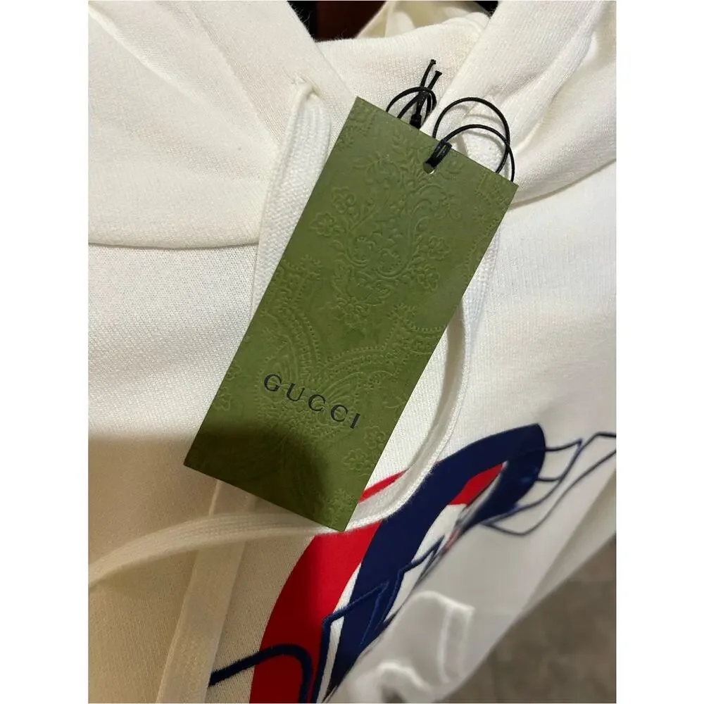 Men's Gucci jersey, cotton hoodie, locking G graphic logo size large made Italy